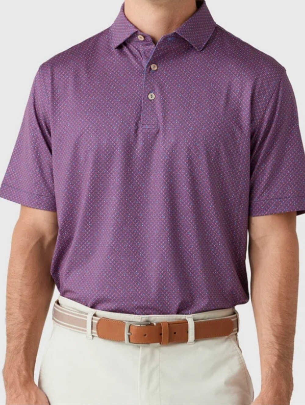 Vineyard Vines Men's Short Sleeve Polo in Purple Microprint